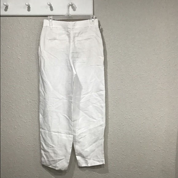NWT Aritzia Wilfred Carrot Linen Pants White Sz 4 High Waist Trousers Minimalist - Picture 7 of 7